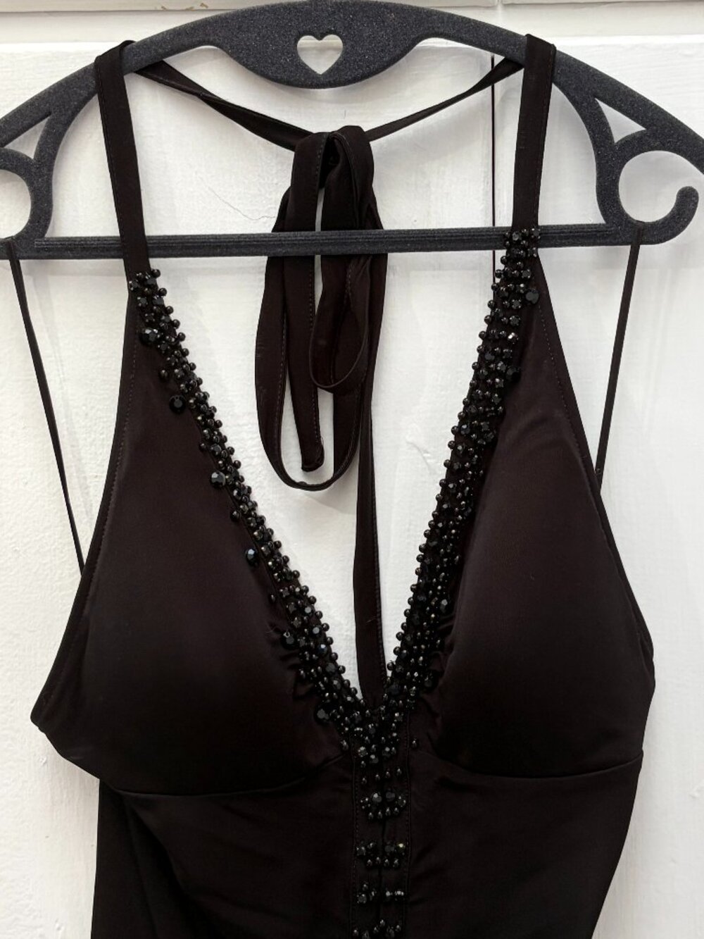 GUESS Black Beaded Halter Party Top S Y2K 2000s - Picture 4 of 9